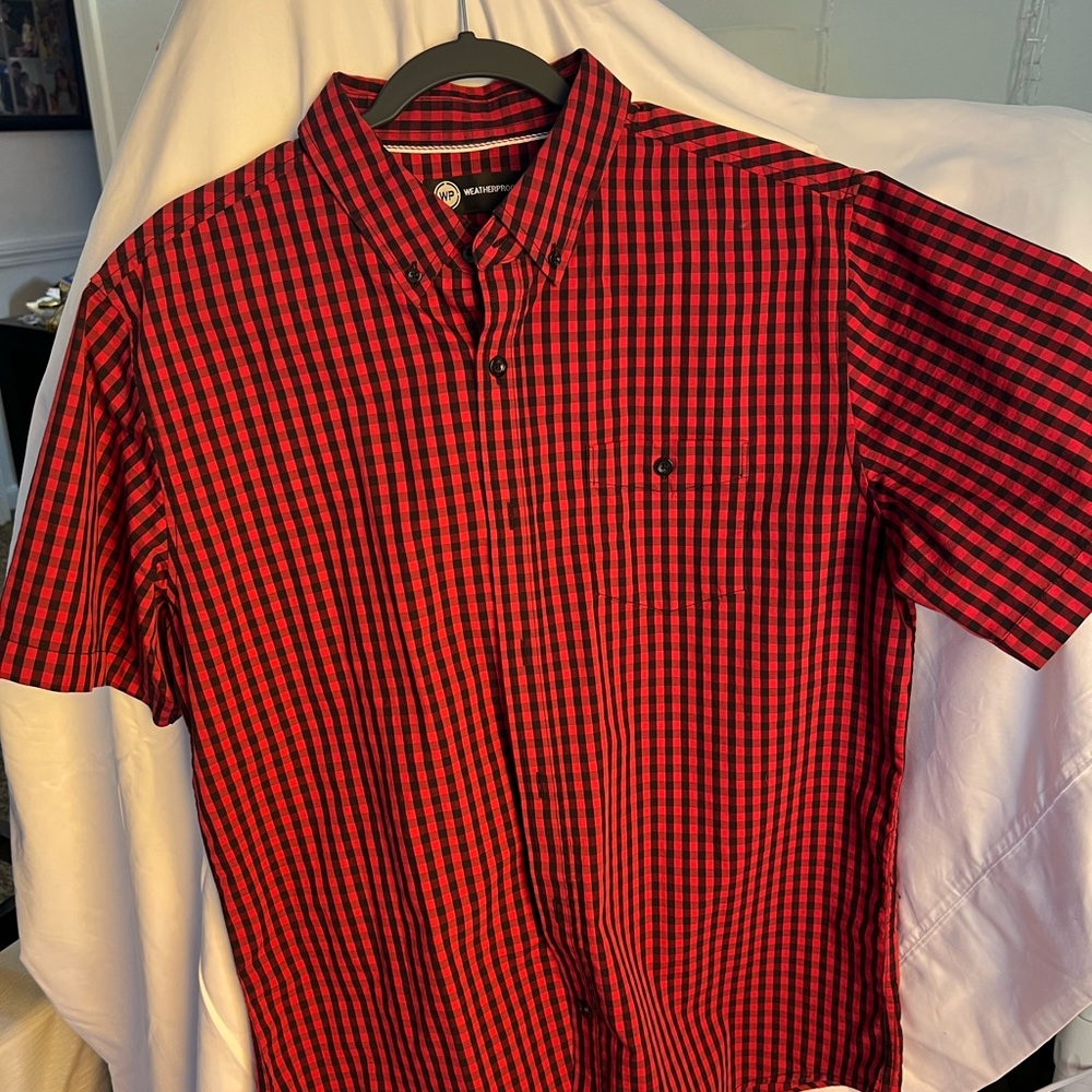 Weatherproof Red and Black Plaid Button Down Shirt